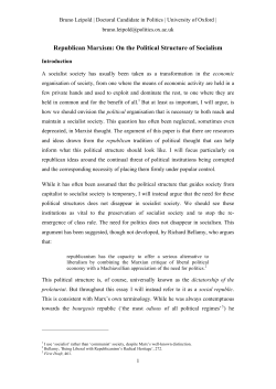 Republican Marxism: On the Political Structure of Socialism