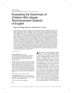 Evaluating the Grammars of Children Who Speak Nonmainstream