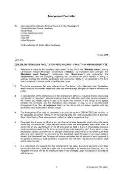 Arrangement Fee Letter