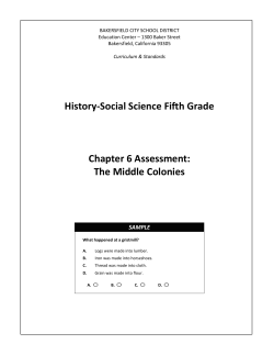 Chapter 6: The Middle Colonies - Bakersfield City School District