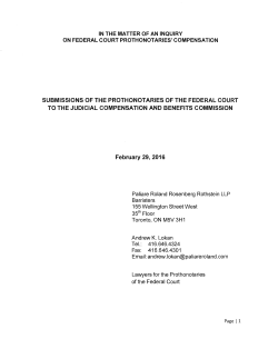Submission of the Federal Court Prothonotaries