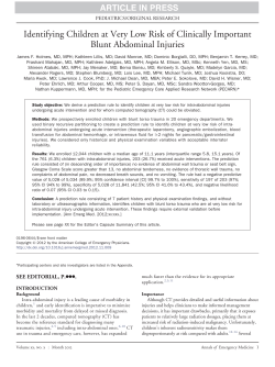 Identifying Children at Very Low Risk of Clinically Important Blunt