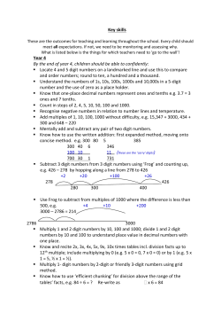 Key skills Year 4 By the end of year 4, children should be able to