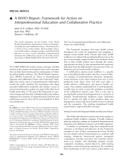 А A WHO Report: Framework for Action on Interprofessional