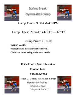 Camp Times: 9:00AM-4:00PM Camp Dates: (Mon