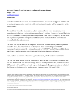 Nuclear Power Plant Electricity: A Simple Costing Manual.