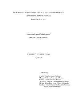 Factors Affecting Academic Interest and Self Perception of