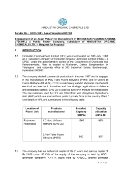 HOCL/ HFL Asset Valuation/2017/01 Engagement of an Asset