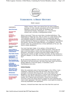 TERRORISM: A BRIEF HISTORY