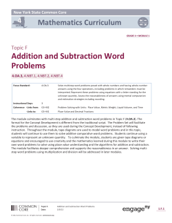 Topic F: Addition and Subtraction Word Problems