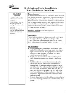 Greek, Latin and Anglo-Saxon Roots to Better Vocabulary &ndash; Grade