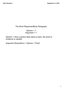 Topic Sentence - Manhasset Public Schools