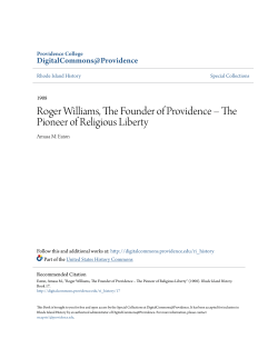 Roger Williams, The Founder of Providence &acirc;&bull;fi The Pioneer of