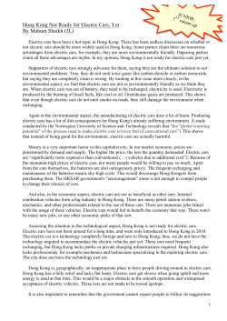 Hong Kong Not Ready for Electric Cars, Yet By Mahum Shaikh (3L)