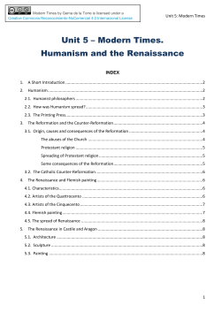 Unit 5 – Modern Times. Humanism and the Renaissance