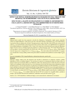 Efecto de la raz&oacute;n sustrato/in&oacute;culo sobre el rendimiento celular en