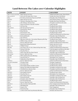 2017 Calendar Highlights - Land Between the Lakes National
