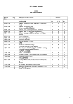 2017 &ndash; Second Semester INDEX IPSU Codes and