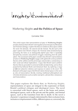 Wuthering Heights and the Politics of Space - Archive: Volumes 1-15