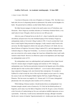 Geoffrey Neil Leech &ndash; Autobiographical Notes