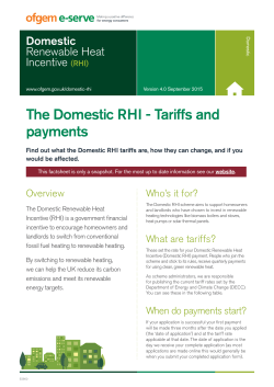 The Domestic RHI - Tariffs and payments