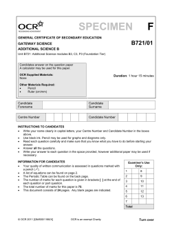 Unit B721/01 - Additional Science modules B3, C3, P3