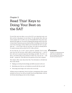 Read This! Keys to Doing Your Best on the SAT