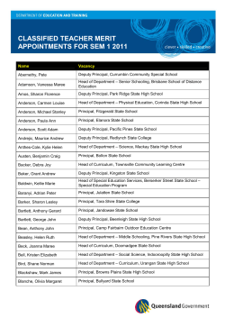 Classified Teacher Appointments Semester 1 2011