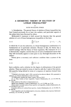 A GEOMETRIC THEORY OF SOLUTION OF LINEAR INEQUALITIES