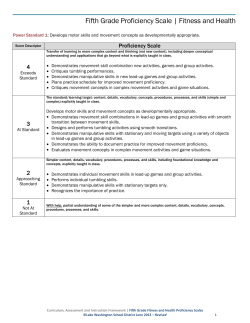Fifth Grade Proficiency Scale | Fitness and Health