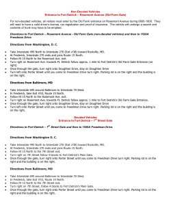 Directions - Fort Detrick WID Breakfast