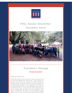 YMSL Rancho Newsletter December 2016 President`s Message