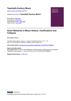 Actor-Networks in Music History - Cornell University Department of