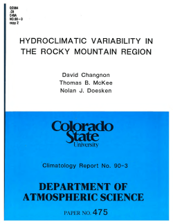 HYDROCLIMA TIC VARIABILITY IN THE ROCKY MOUNTAIN REGION