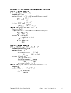 8.4 Calc`s Acidic Solutions