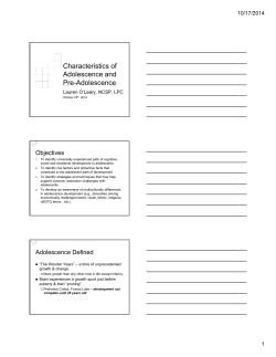 Characteristics of Adolescence and Pre