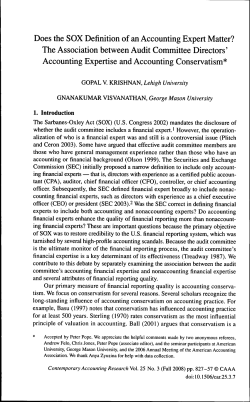 Does the SOX Definition of an Accounting Expert Matter?