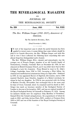 The Rev. WIlliam Gregor - The Mineralogical Society