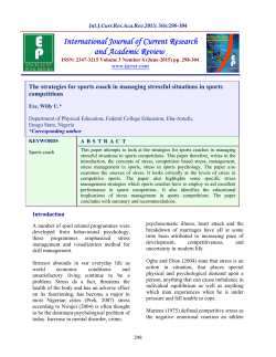 The strategies for sports coach in managing stressful situations in
