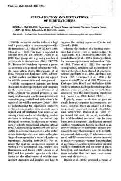 SPECIALIZATION AND MOTIVATIONS OF BIRDWATCHERS