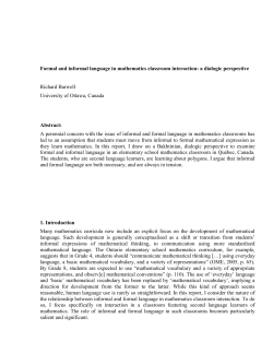 Formal and informal language in mathematics classroom interaction