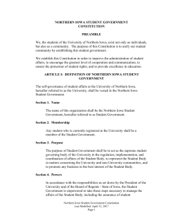 NORTHERN IOWA STUDENT GOVERNMENT CONSTITUTION