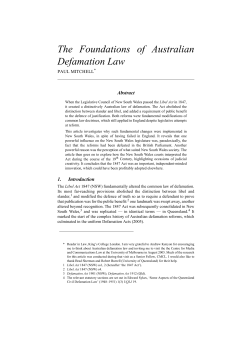 The Foundations of Australian Defamation Law
