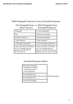 Introduction and Conclusion Paragraphs