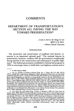 Department of Transportation`s Section 4(F)