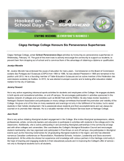 C&eacute;gep Heritage College Honours Six Perseverance Superheroes