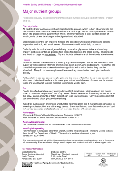 Major nutrient groups - CHSA Diabetes Service