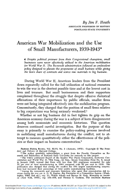 American War Mobilization and the Use of Small Manufacturers