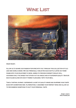 Wine List Menu - Bandos Maldives