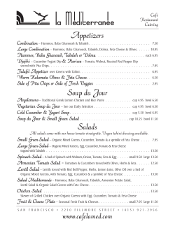 Appetizers Salads Soup du Jour